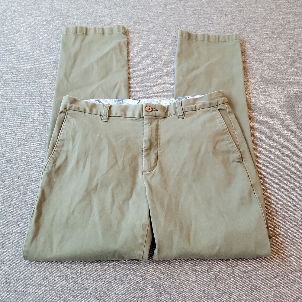 Tommy Bahama Pants Men's 33x32 Green Boracay Flat Front Chino Casual Preppy